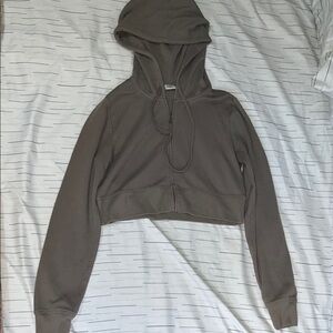 Women's Olive Green Cropped Hoodie